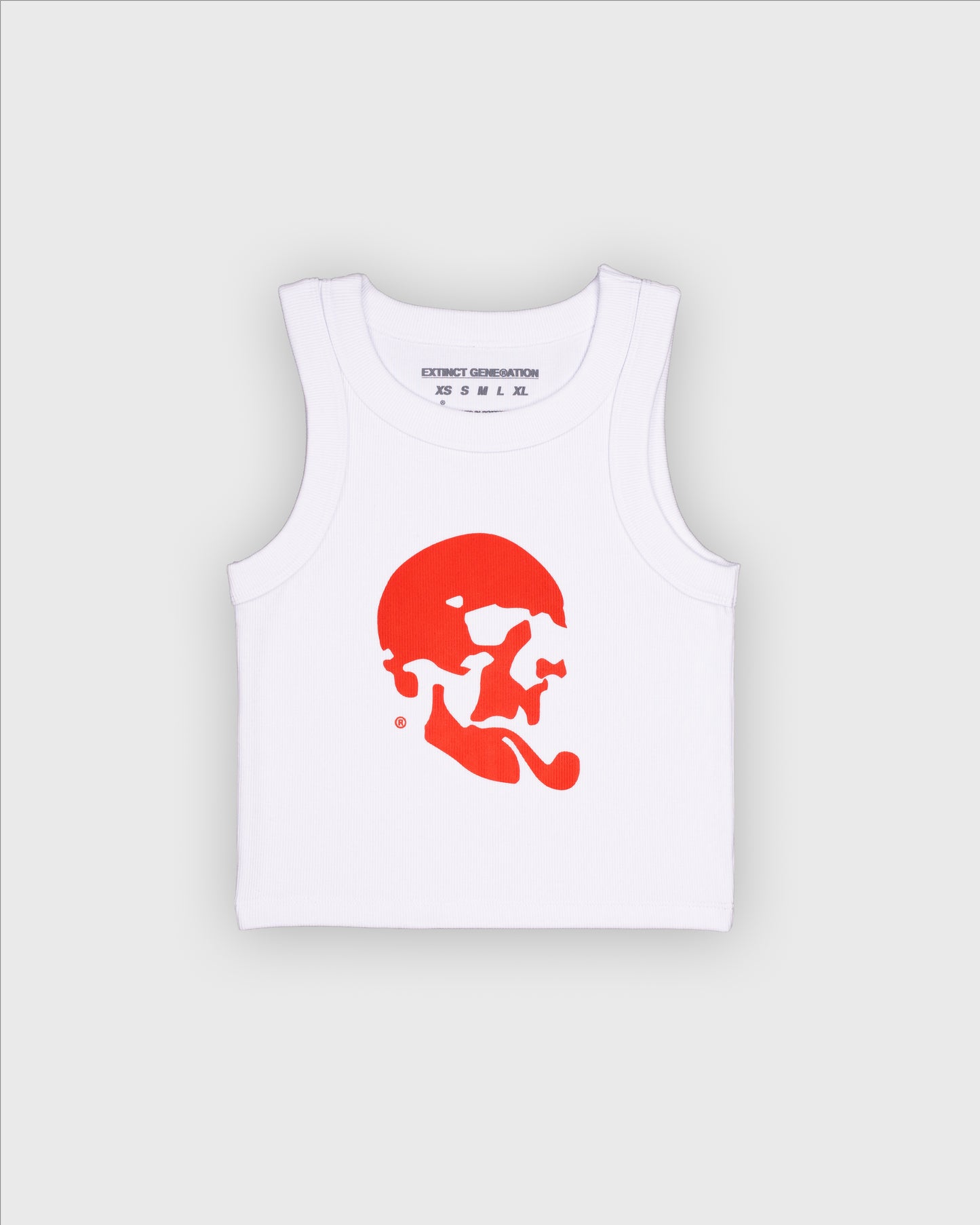 Skelly Basic, A Woman's White Tank (Red Logo)