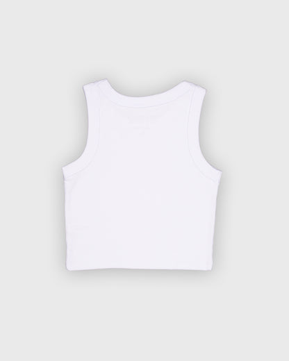 Skelly Basic, A Woman's White Tank (Black Logo)